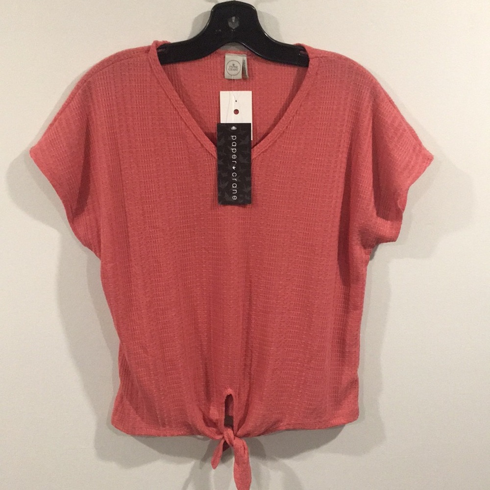 PAPER CRANE Cap Sleeve V-Neck Low tie Top Size S